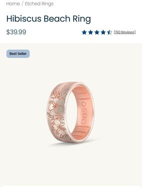 Enso Rose Gold Hibiscus Etched Band Size 3 Hawaii